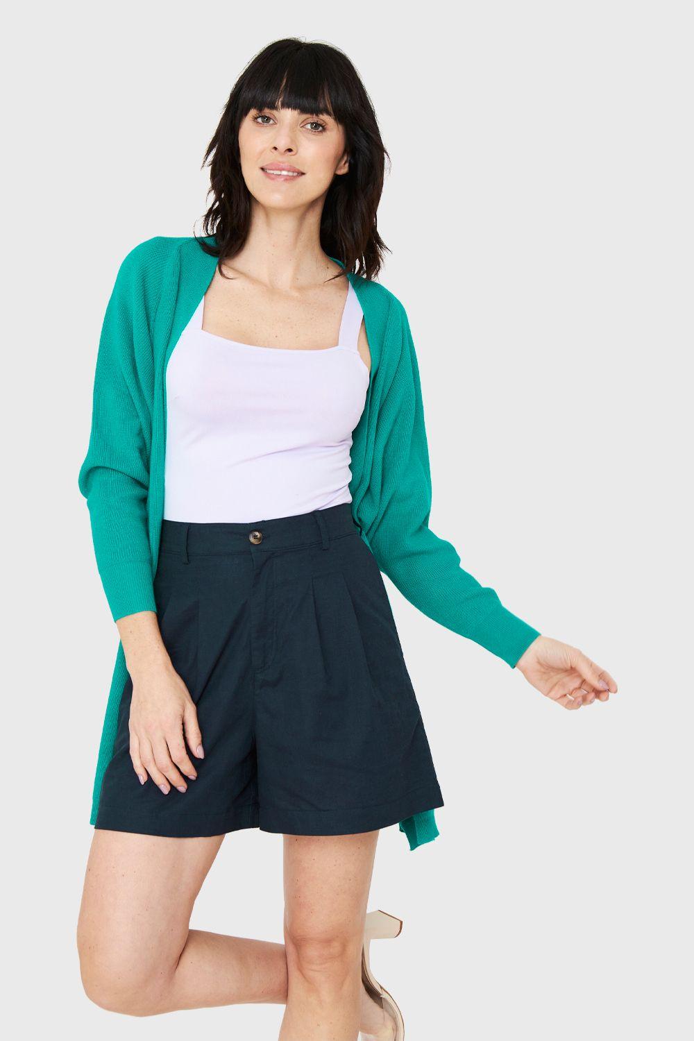 Cárdigan Manga Kimono Verde Esmeralda Nicopoly-4