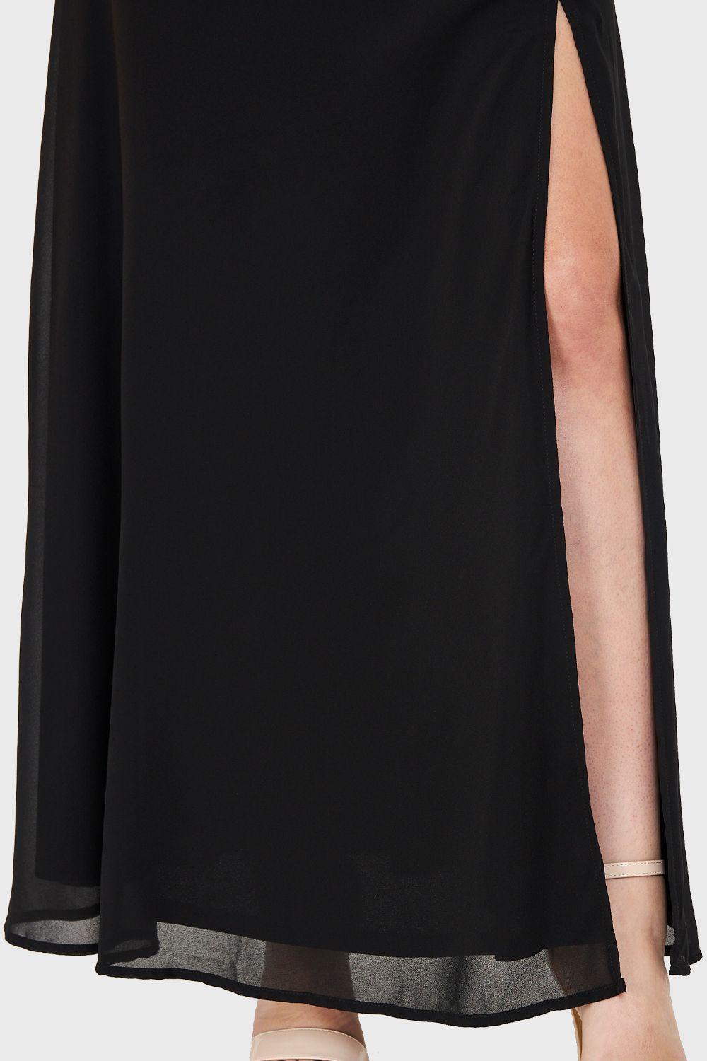 Vestido Largo Romántico Negro Nicopoly-5