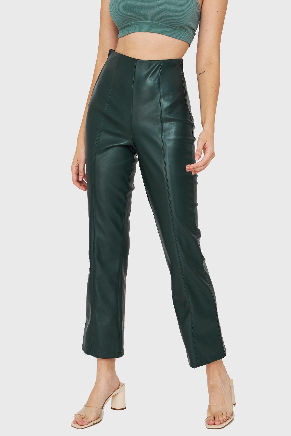 Legging Ecocuero Cierre Lateral Verde Nicopoly-4