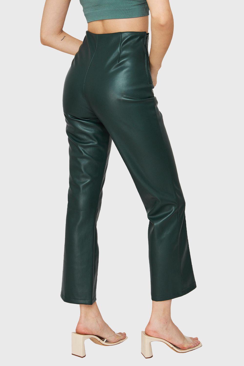 Legging Ecocuero Cierre Lateral Verde Nicopoly-3