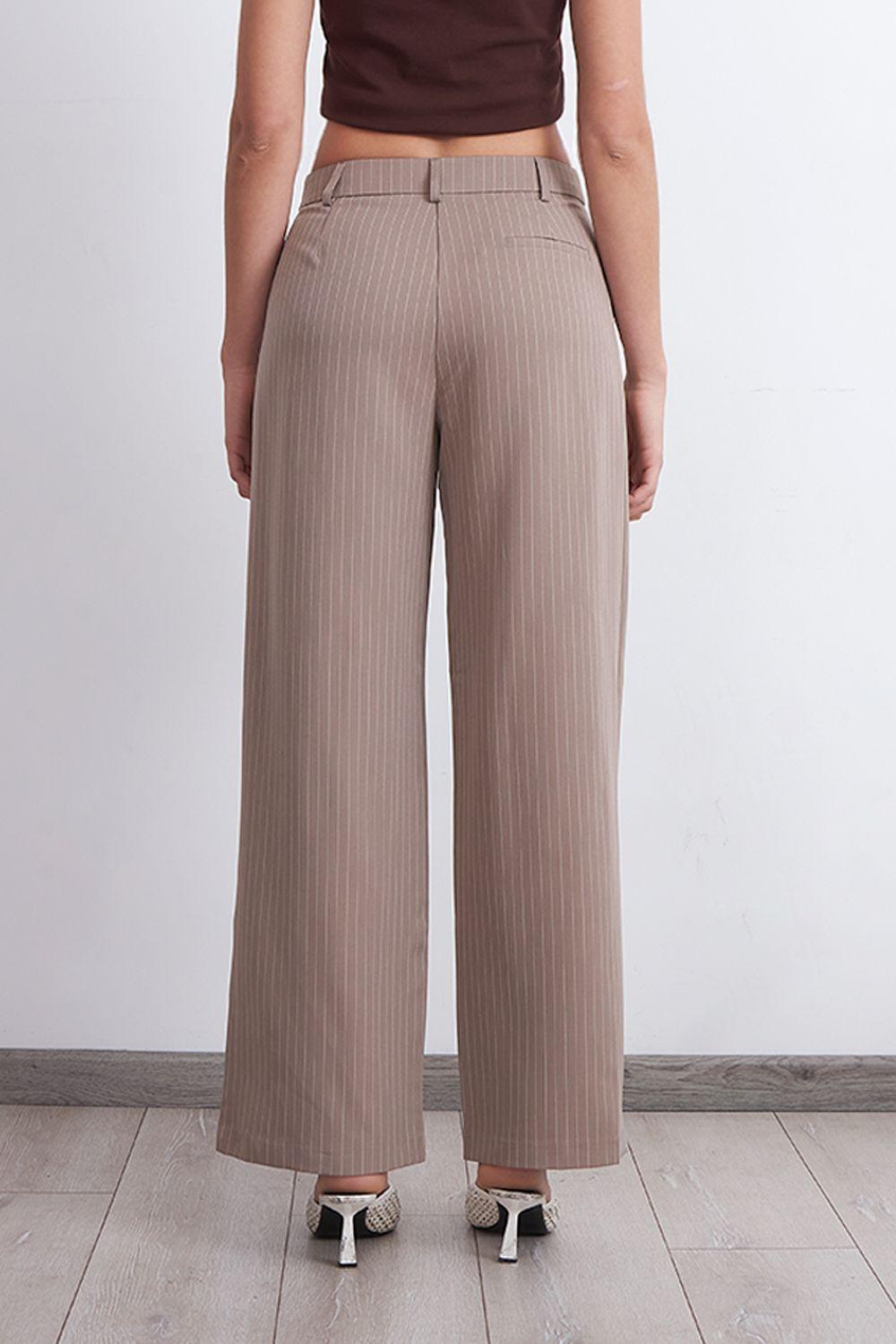 Pantalón Recto Raya Diplomática Khaki Nicopoly-3