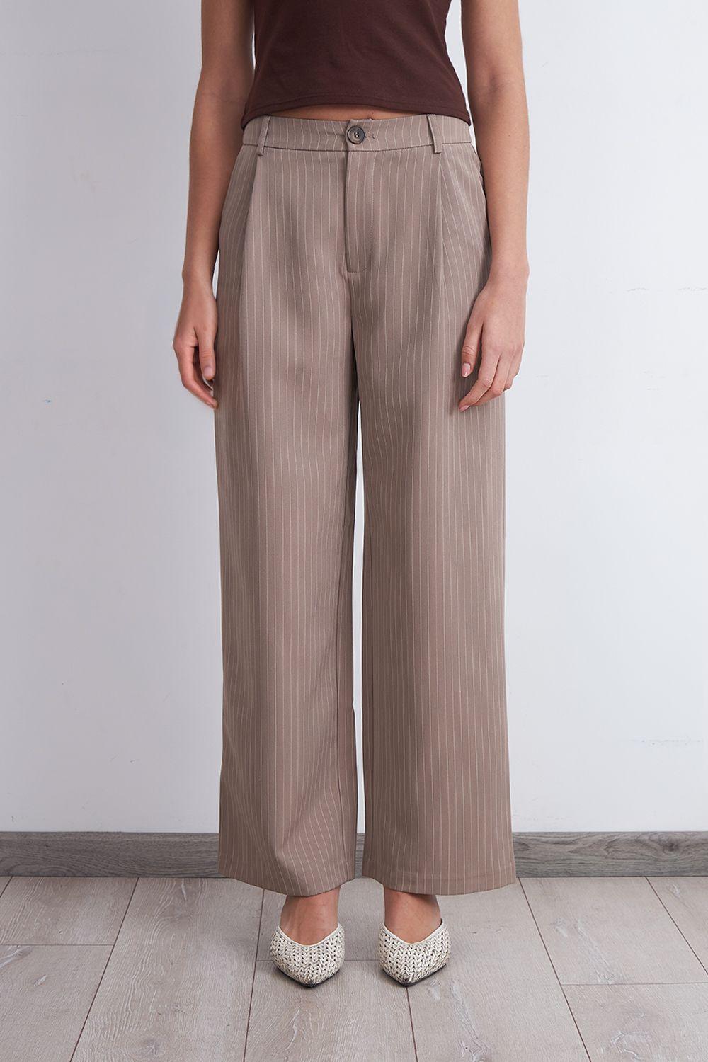 Pantalón Recto Raya Diplomática Khaki Nicopoly-1