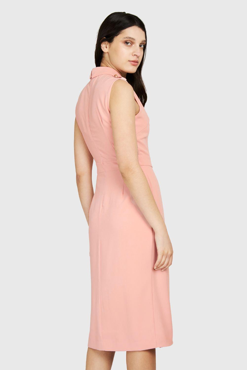 Vestido Solapa Cruzada Rosado Nicopoly-3