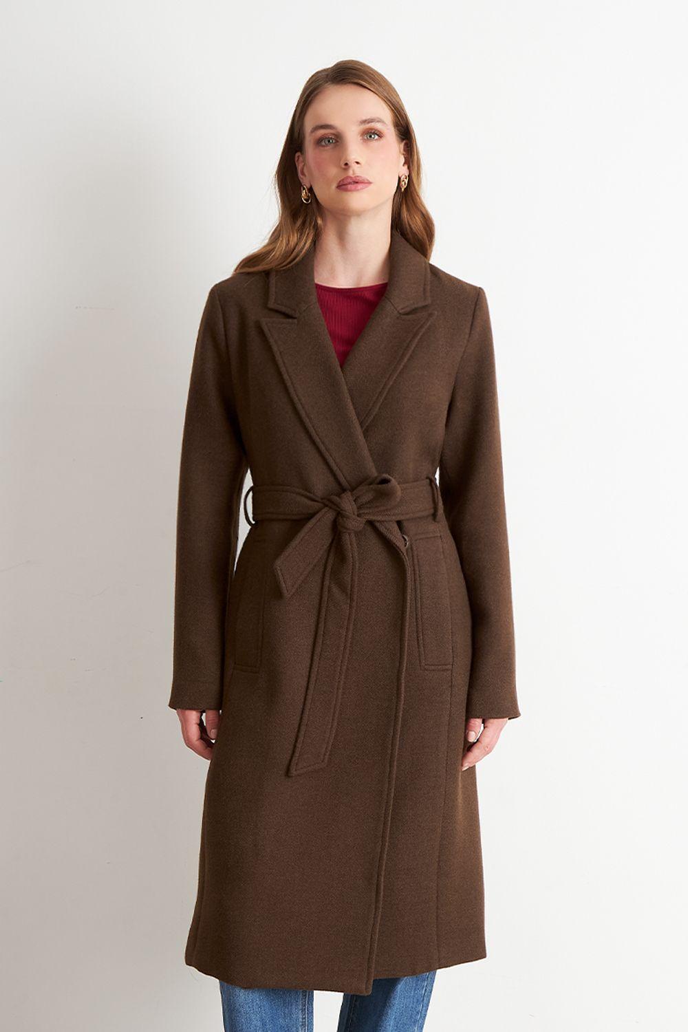 Abrigo Cinturón y Solapa Café Nicopoly-0