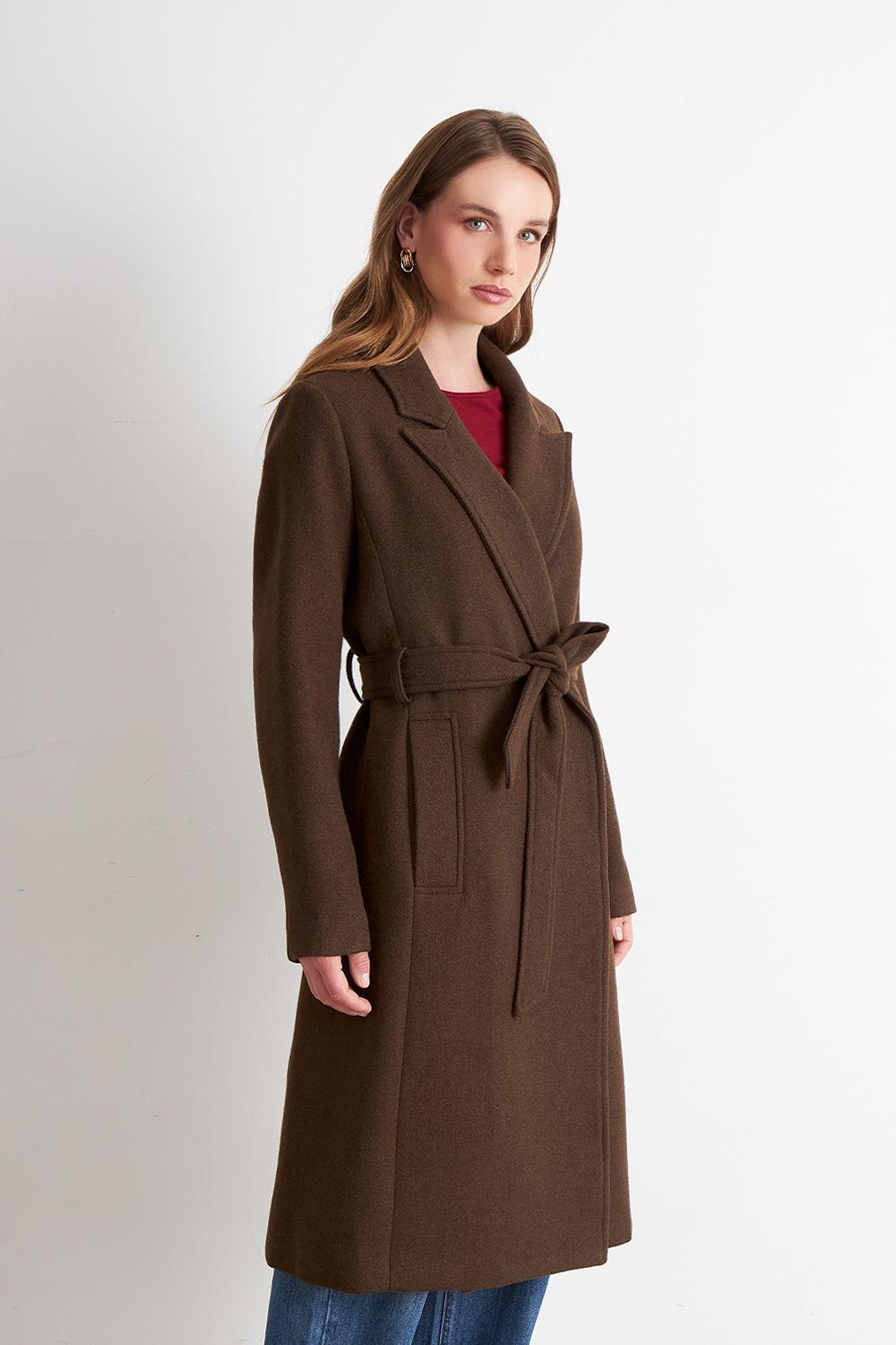 Abrigo Cinturón y Solapa Café Nicopoly-2