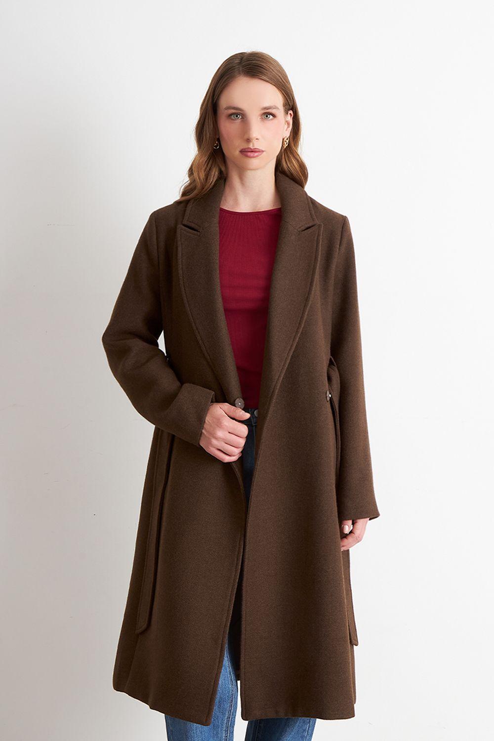 Abrigo Cinturón y Solapa Café Nicopoly-4