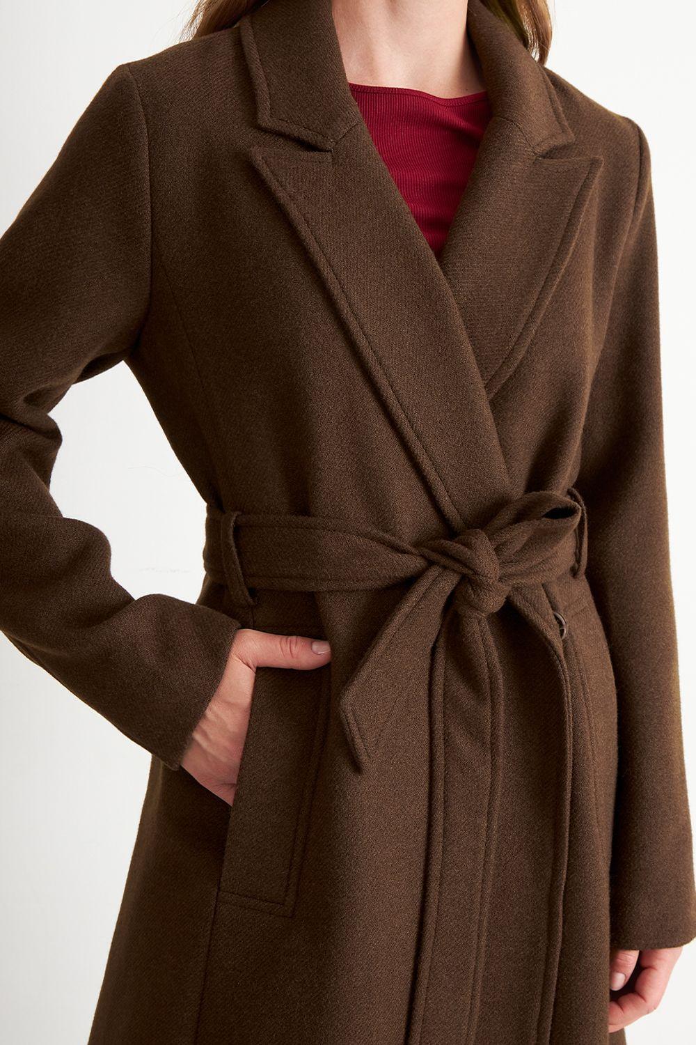 Abrigo Cinturón y Solapa Café Nicopoly-5