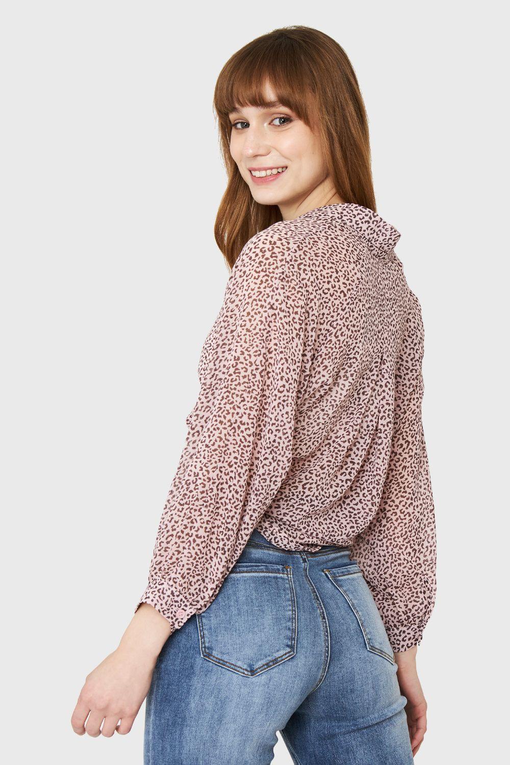 Blusa Nudo Animal Print Rosa Nicopoly-3