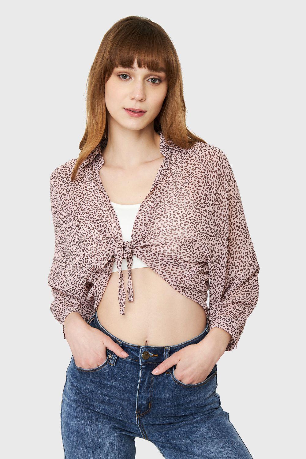 Blusa Nudo Animal Print Rosa Nicopoly-0