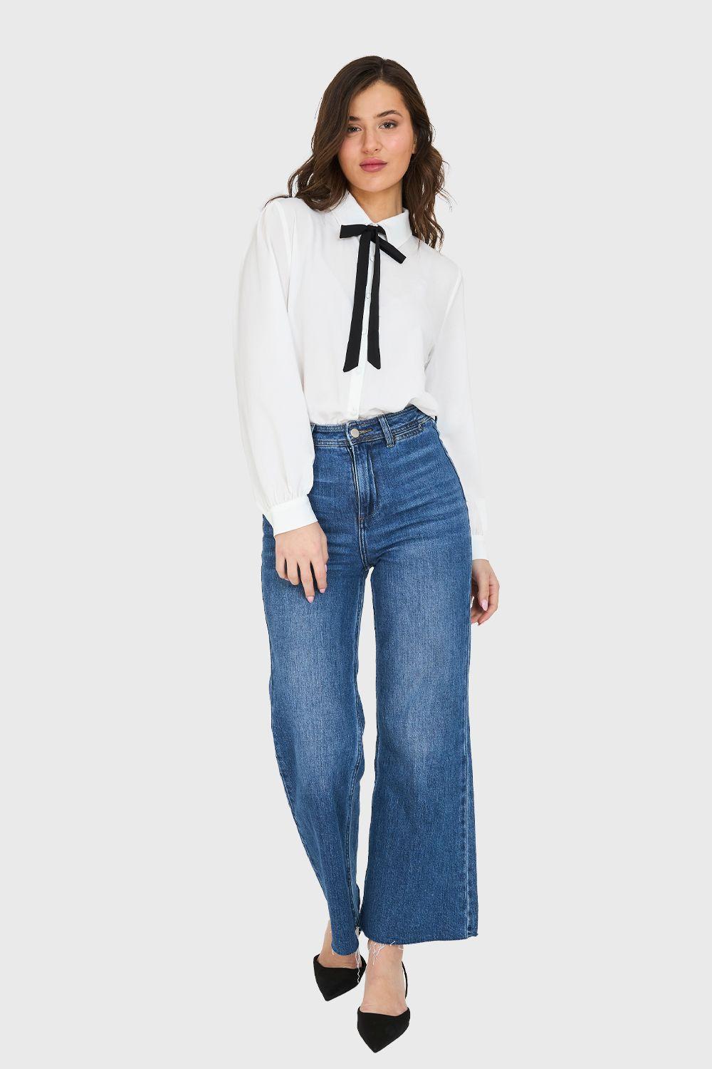 Blusa Con Lazo Desmontable Blanco Nicopoly-1