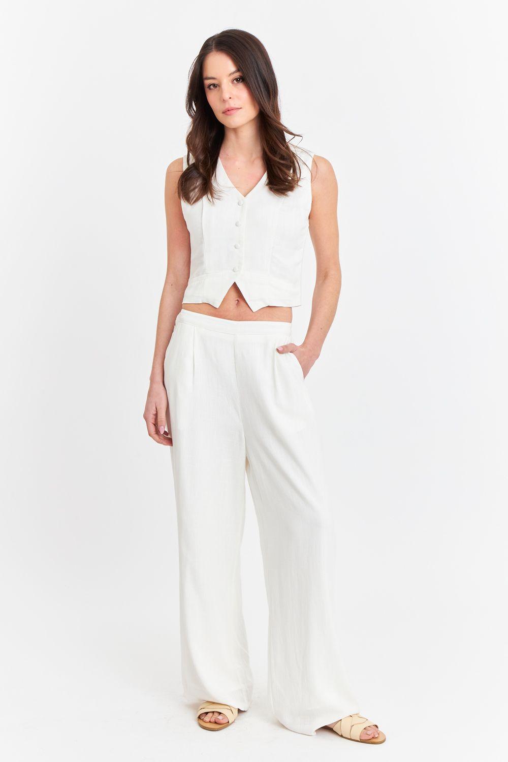 Gilet Mezcla Lino Blanco Nicopoly-1