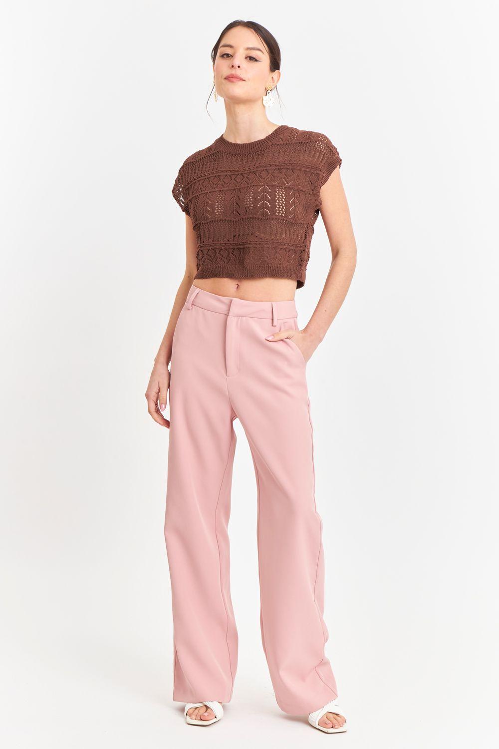 Polera Tejida Fantasia Café Nicopoly-1