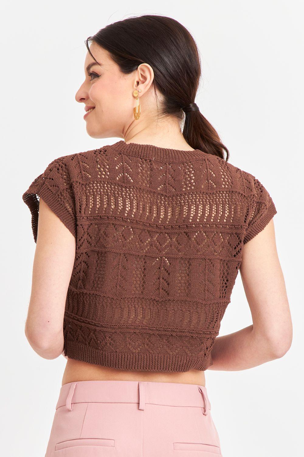 Polera Tejida Fantasia Café Nicopoly-3