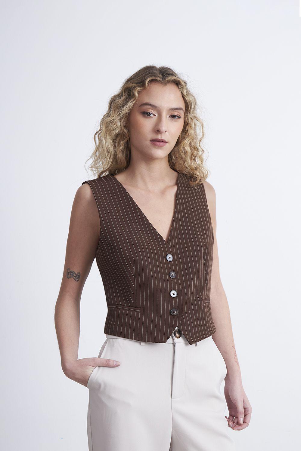 Gilet Sastrero Rayas Diplomáticas Café Nicopoly-5