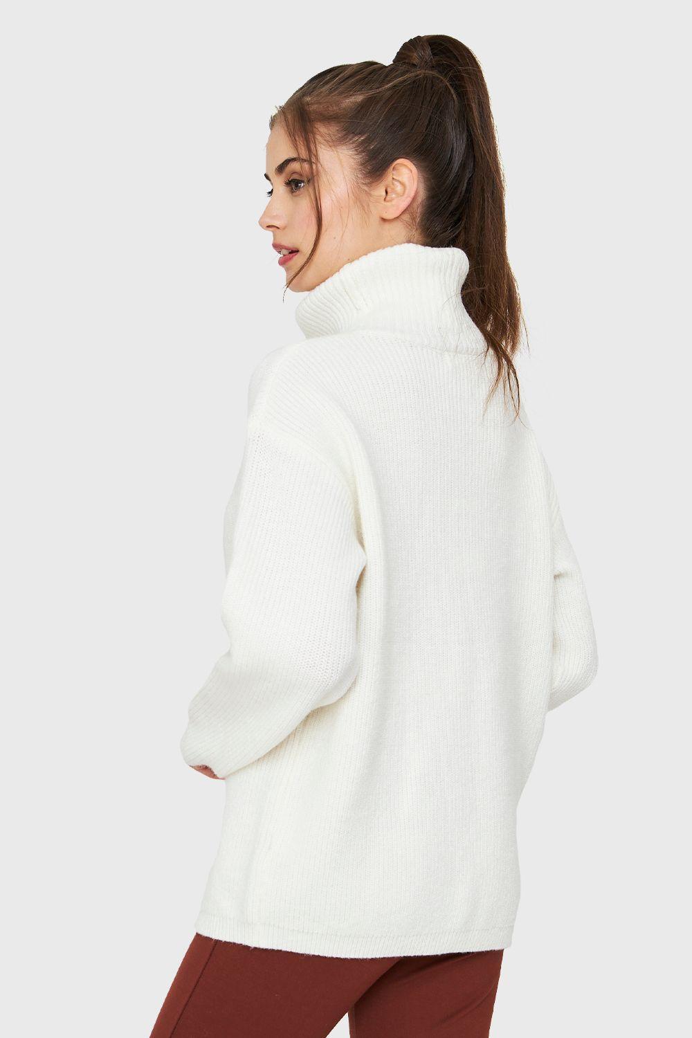 Sweater Cuello Alto Básico Blanco Nicopoly-3