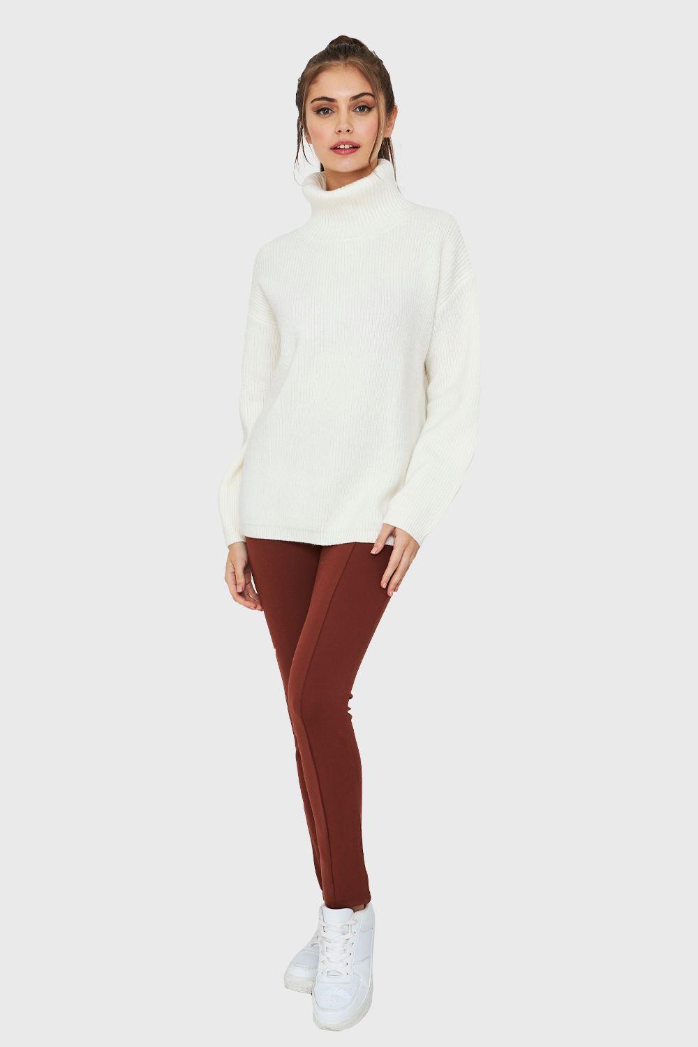 Sweater Cuello Alto Básico Blanco Nicopoly-1