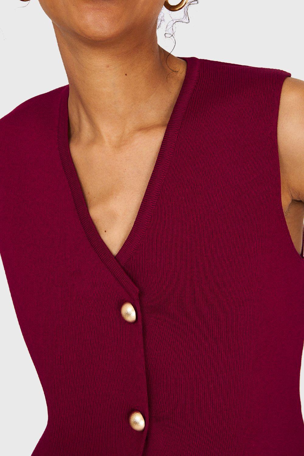 Gilet Tejido Hilo Burdeo Nicopoly-5