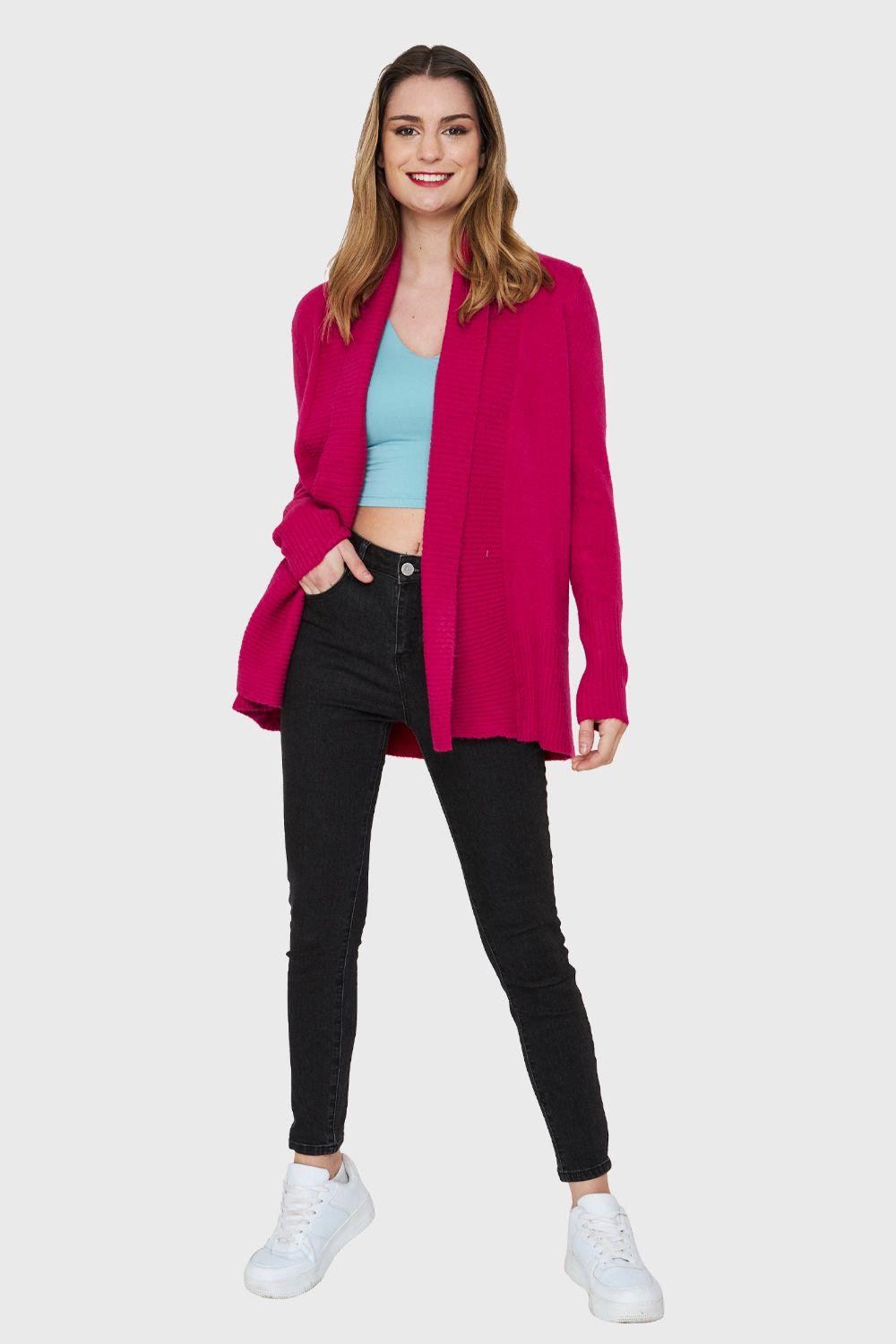 Cárdigan Básico Fucsia Nicopoly-1
