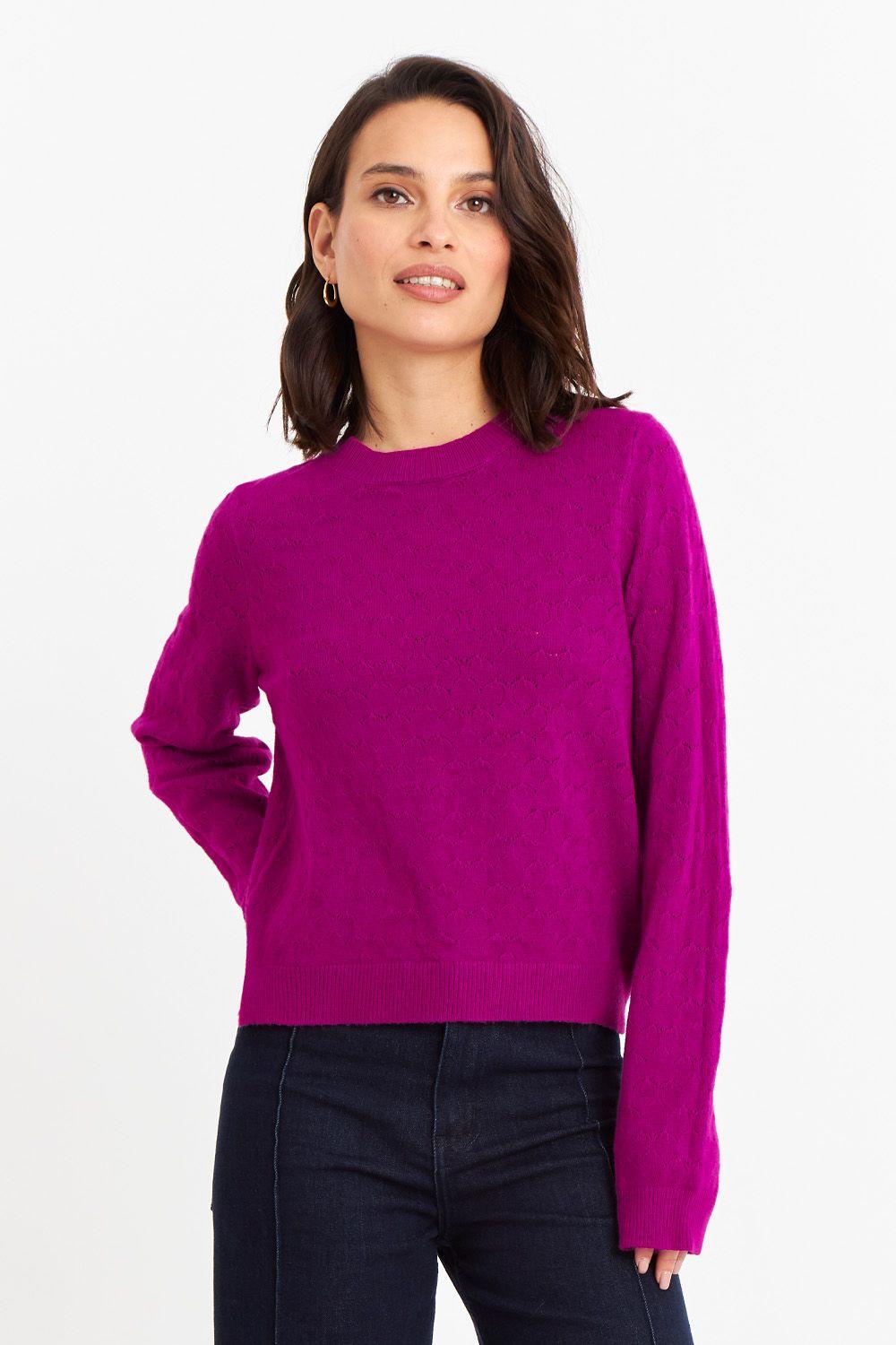 Sweater Básico Cuello Redondo Magenta Nicopoly-0