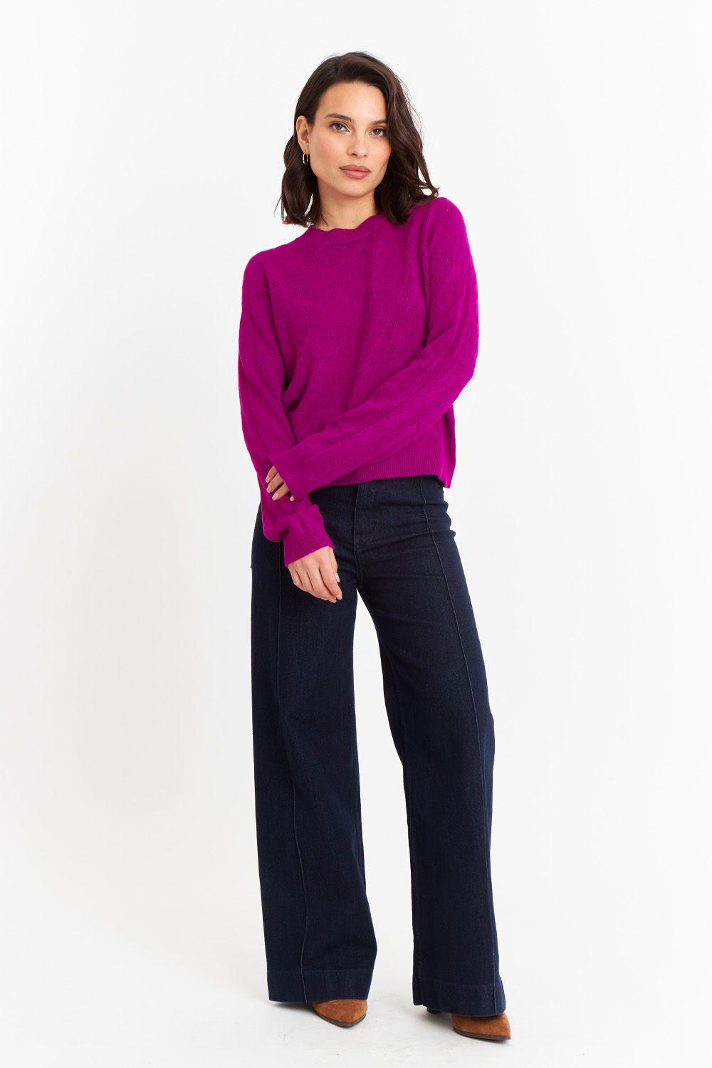 Sweater Básico Cuello Redondo Magenta Nicopoly-1