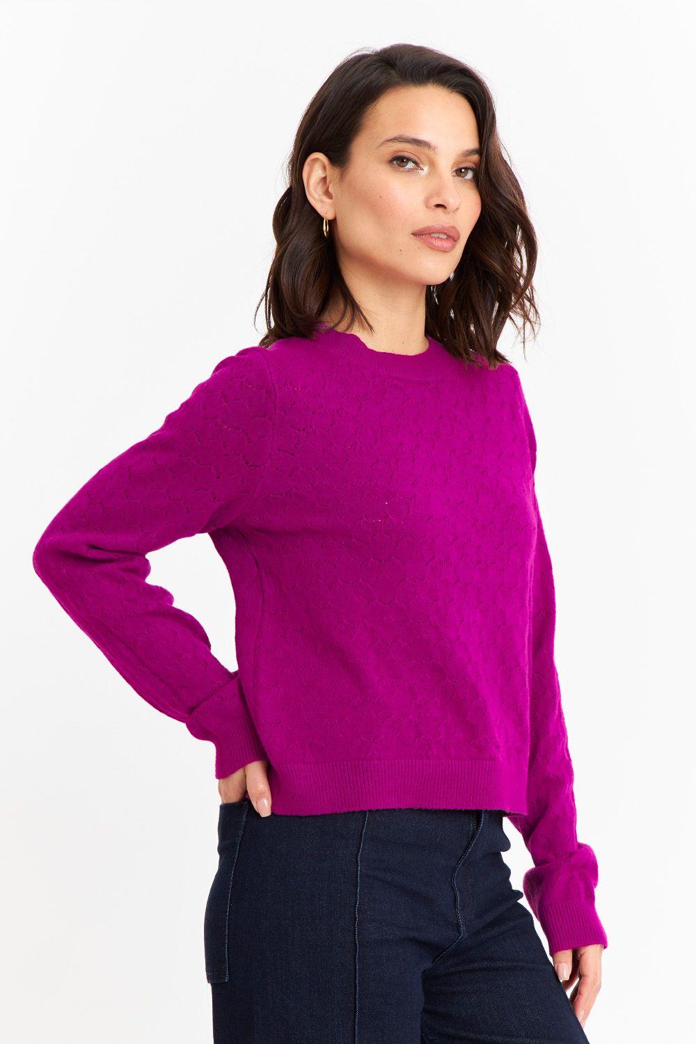 Sweater Básico Cuello Redondo Magenta Nicopoly-2