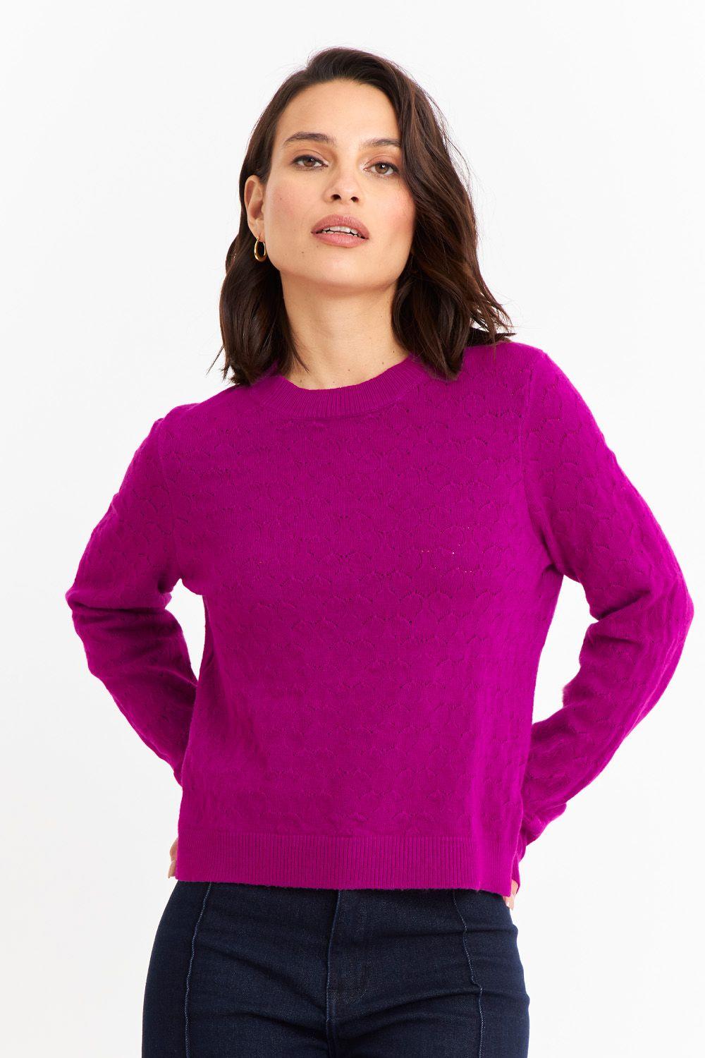 Sweater Básico Cuello Redondo Magenta Nicopoly-4