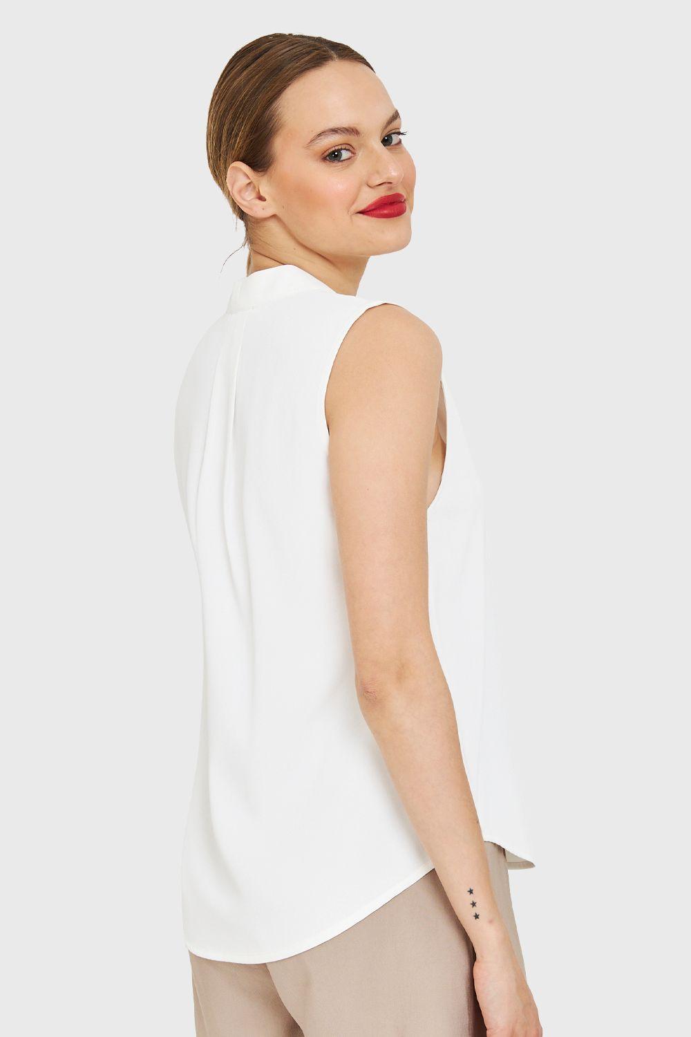 Blusa Escote V Sin Mangas Blanco Nicopoly-3