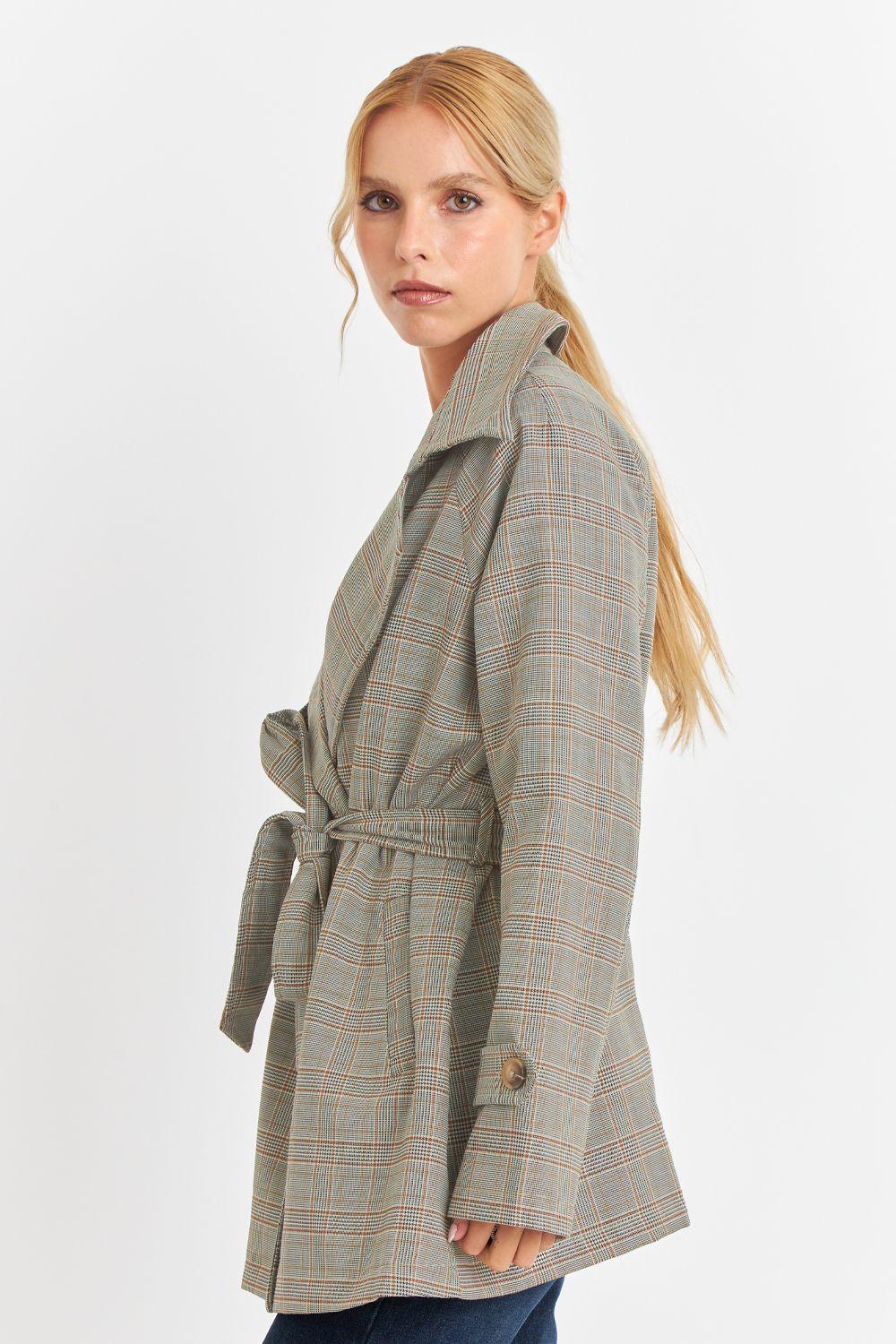 Trench Príncipe De Gales Lazo Gris Nicopoly-2