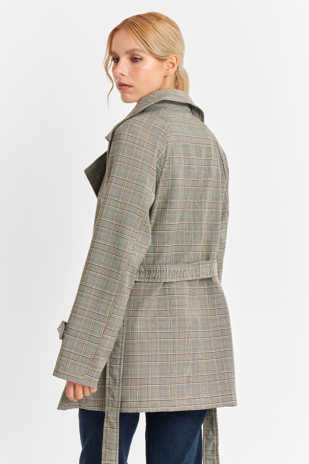 Trench Príncipe De Gales Lazo Gris Nicopoly-3