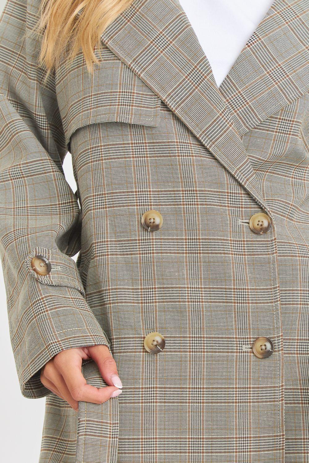 Trench Príncipe De Gales Lazo Gris Nicopoly-5