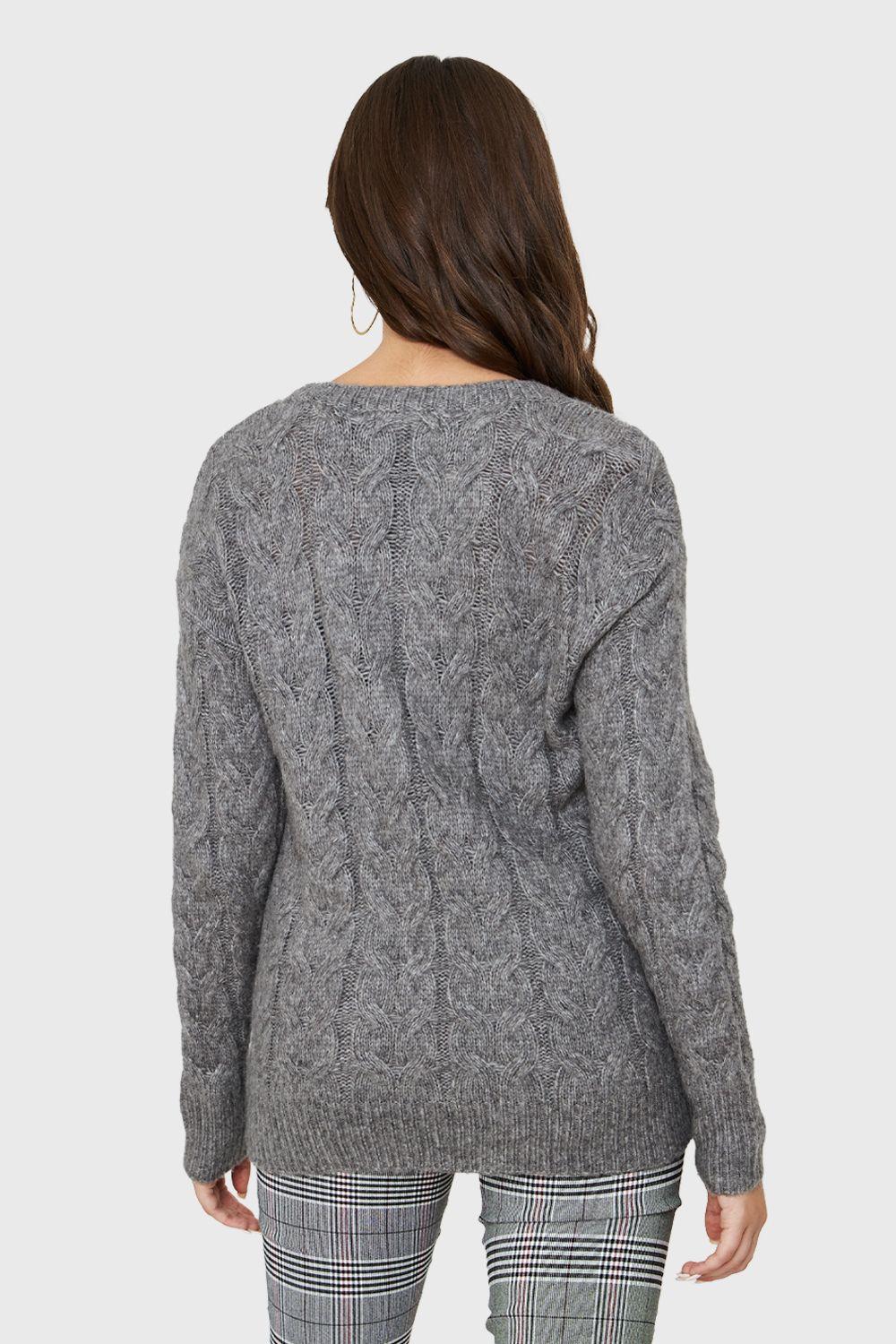 Sweater Trenzado Tipo Lana Grafito Nicopoly-3