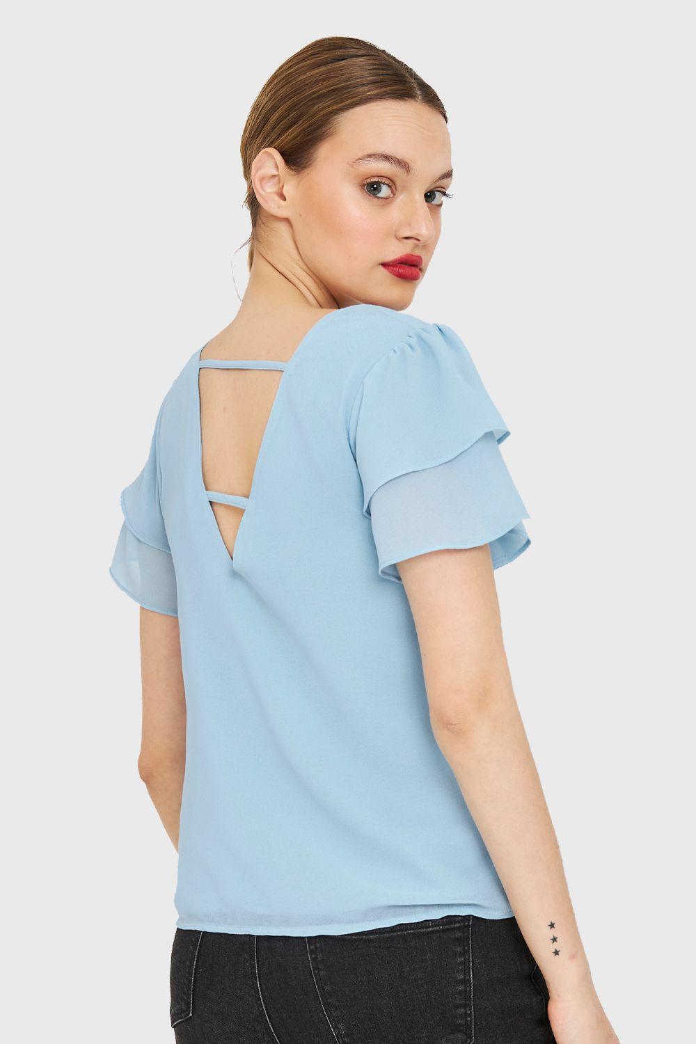 Blusa Mangas Vuelos Celeste Nicopoly-3