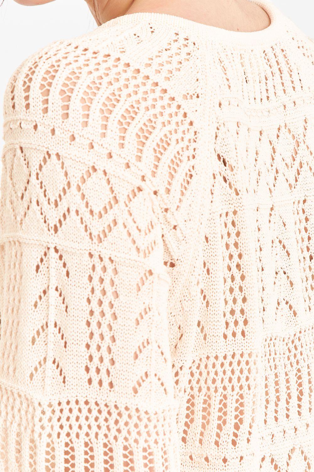Vestido Largo Tejido Beige Nicopoly-5
