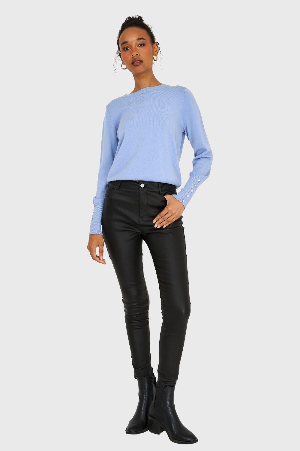 Sweater Básico Perlas Celeste Nicopoly-1