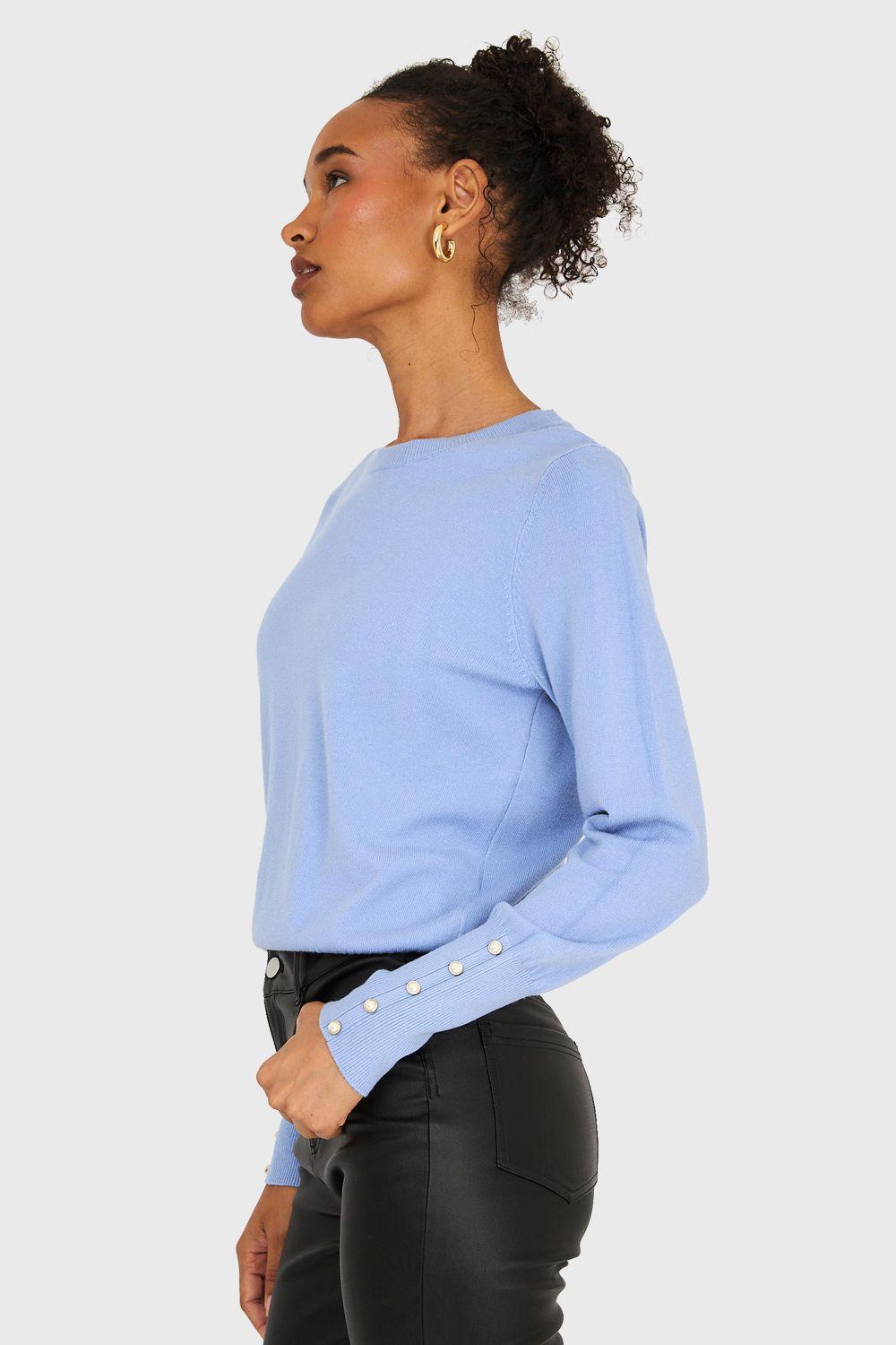 Sweater Básico Perlas Celeste Nicopoly-2