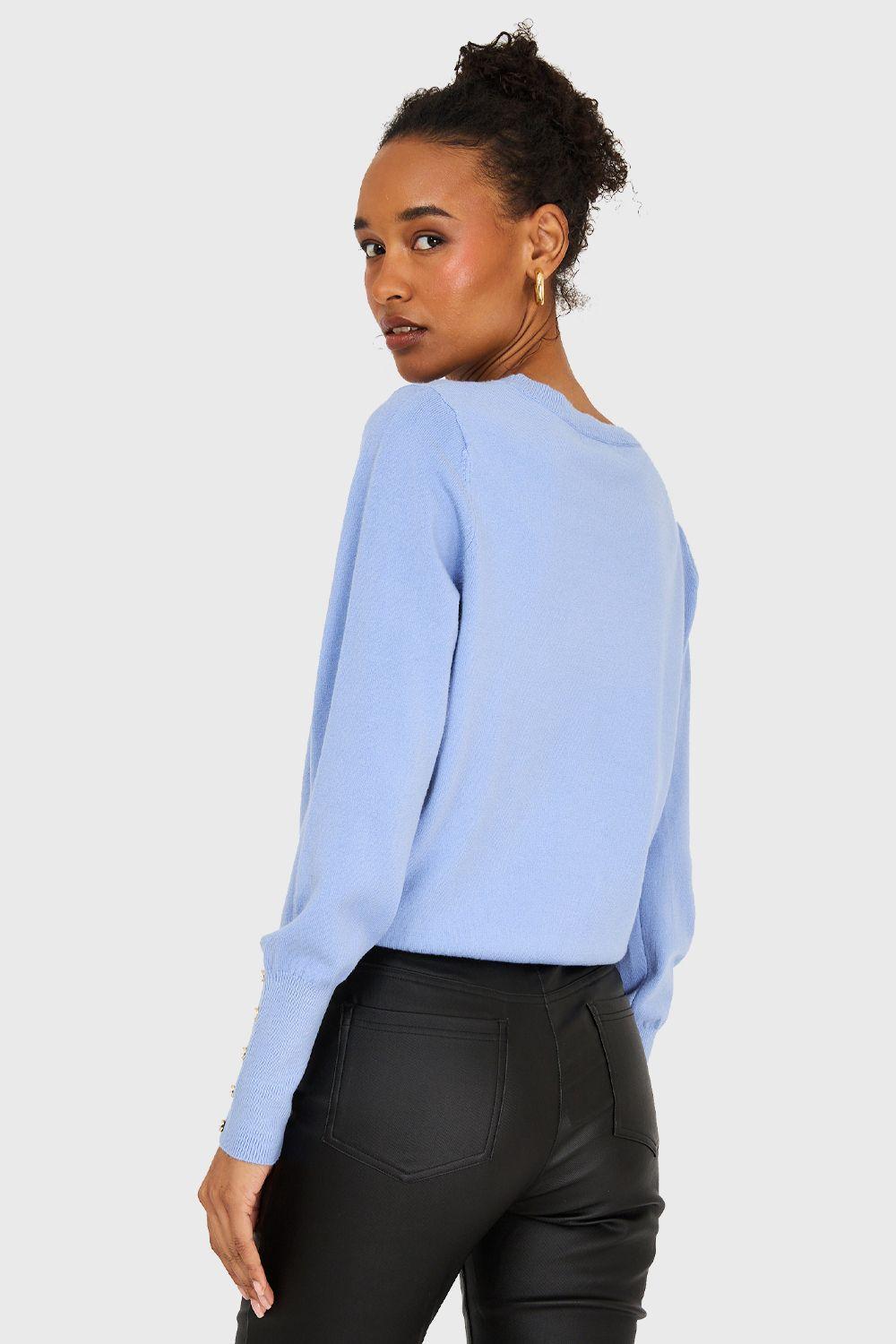 Sweater Básico Perlas Celeste Nicopoly-3