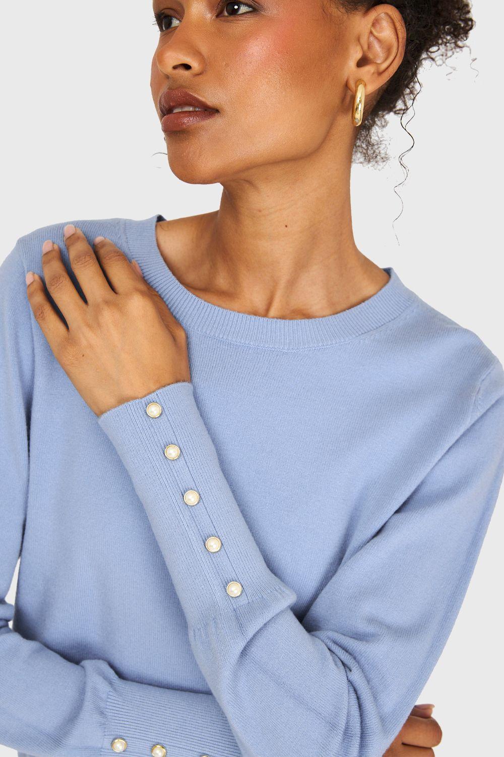 Sweater Básico Perlas Celeste Nicopoly-5