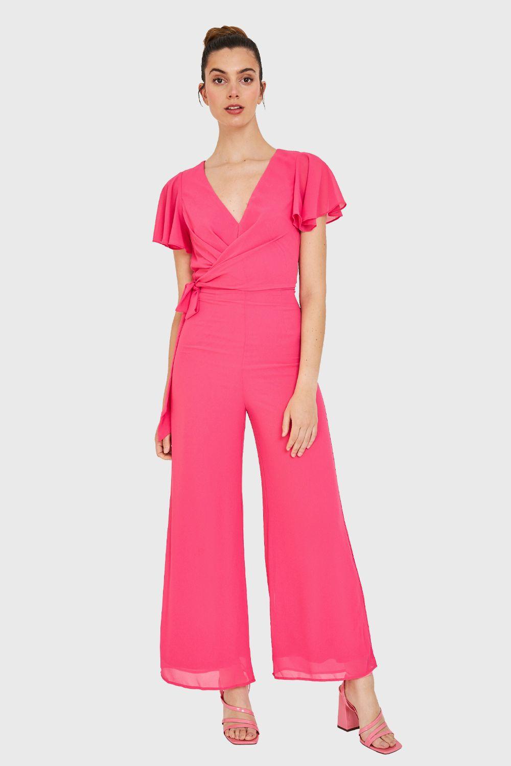 Enterito Escote V Con Lazo Fucsia Nicopoly-1