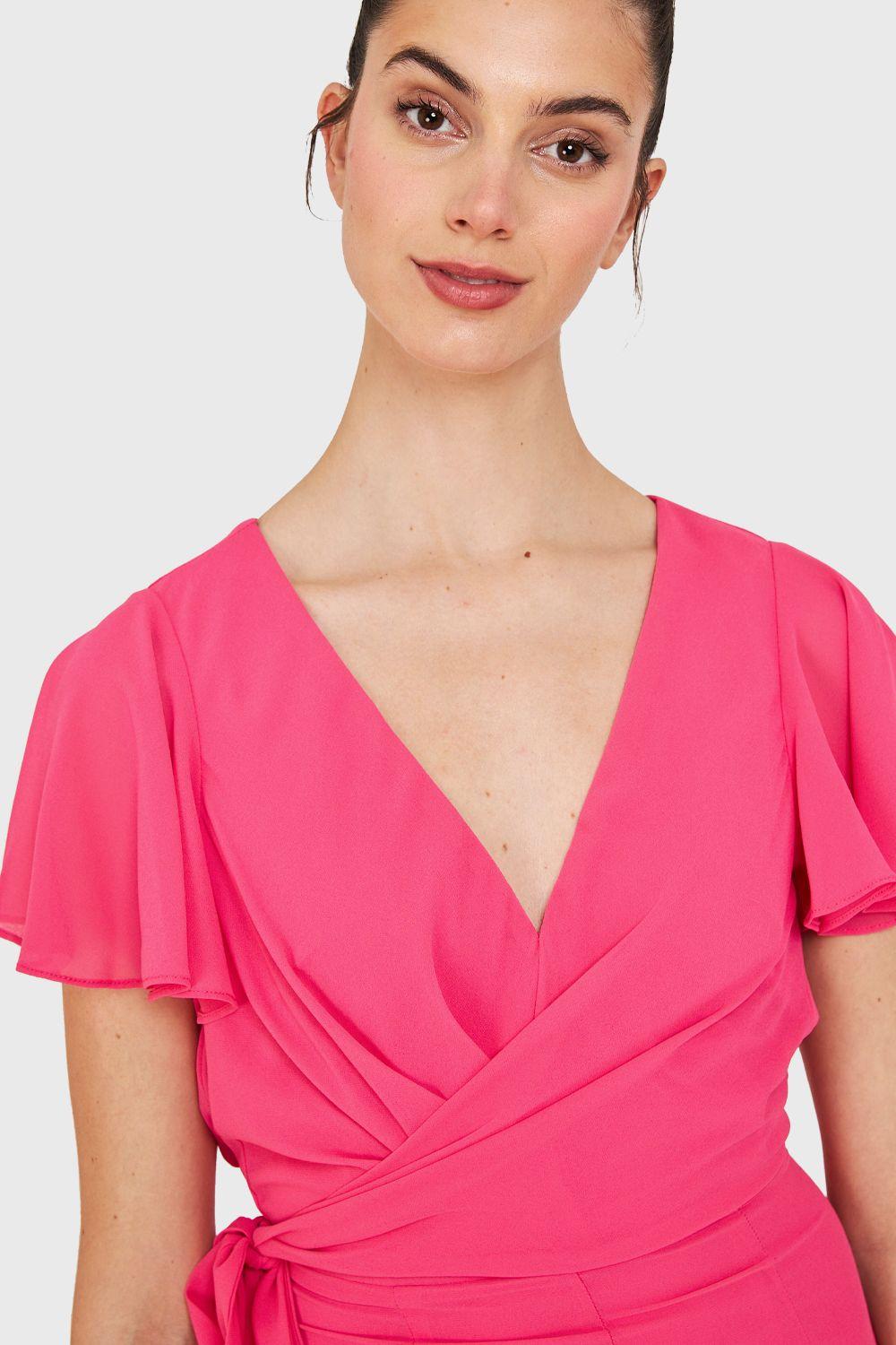 Enterito Escote V Con Lazo Fucsia Nicopoly-5