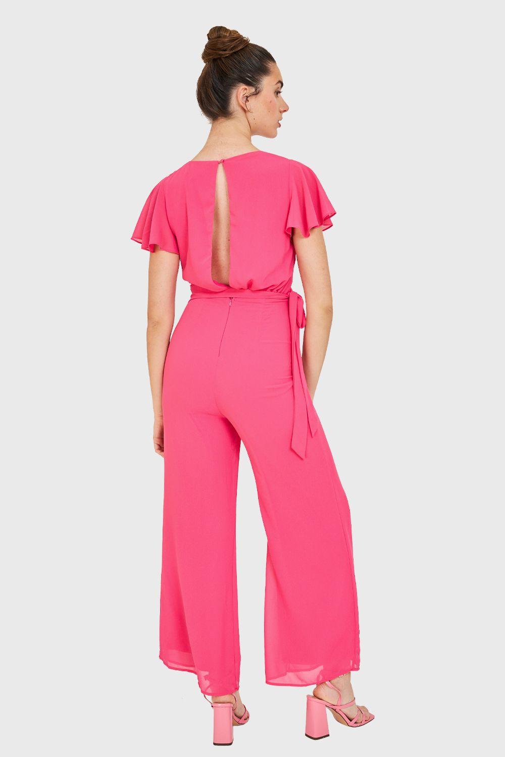 Enterito Escote V Con Lazo Fucsia Nicopoly-3