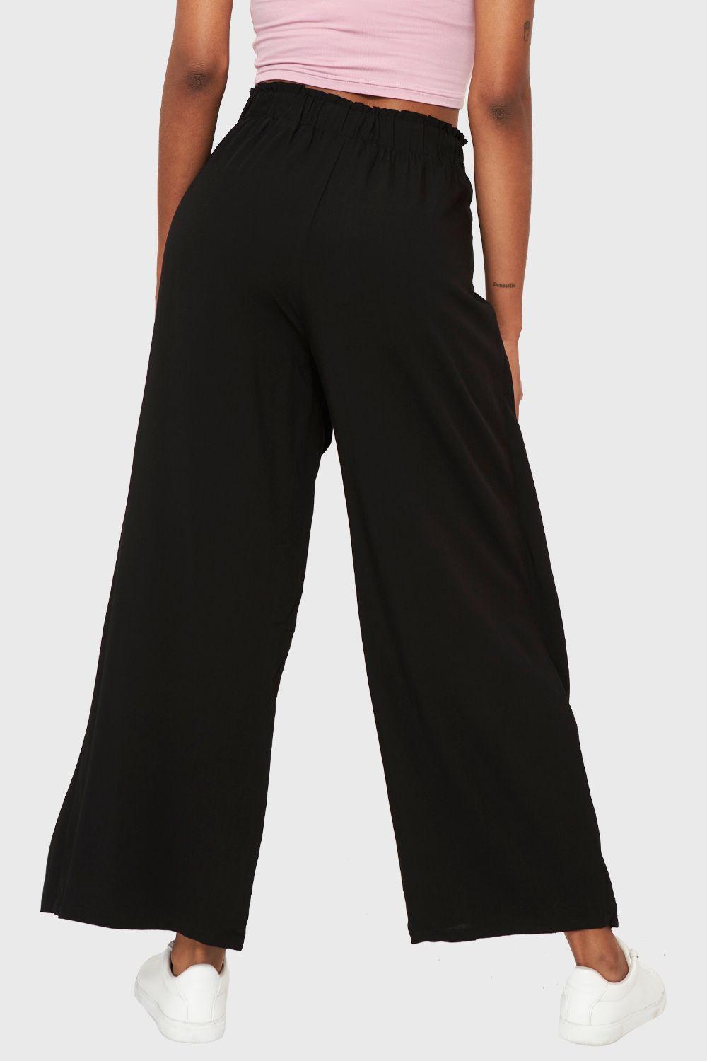 Pantalón Palazzo Lazo Frontal Negro Nicopoly-3