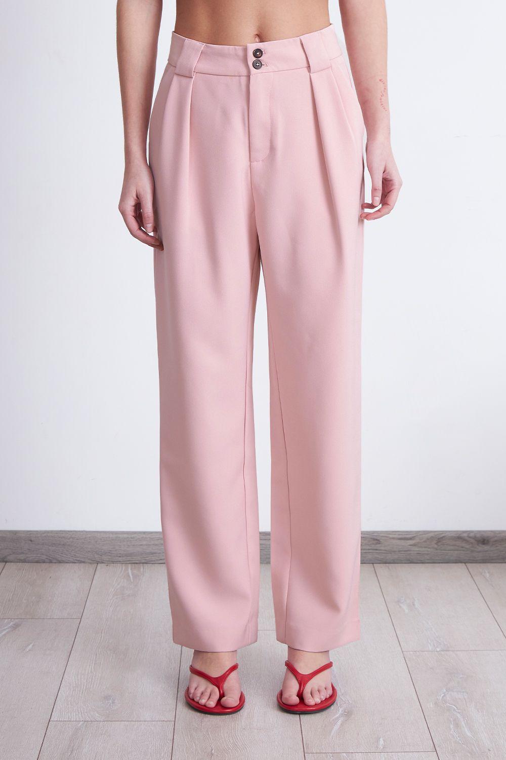 Pantalón Recto Con Pinza Rosado Nicopoly-0