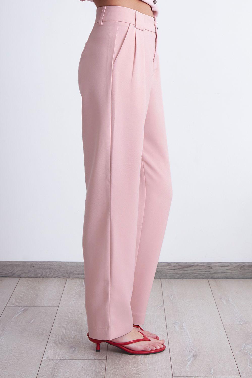 Pantalón Recto Con Pinza Rosado Nicopoly-2