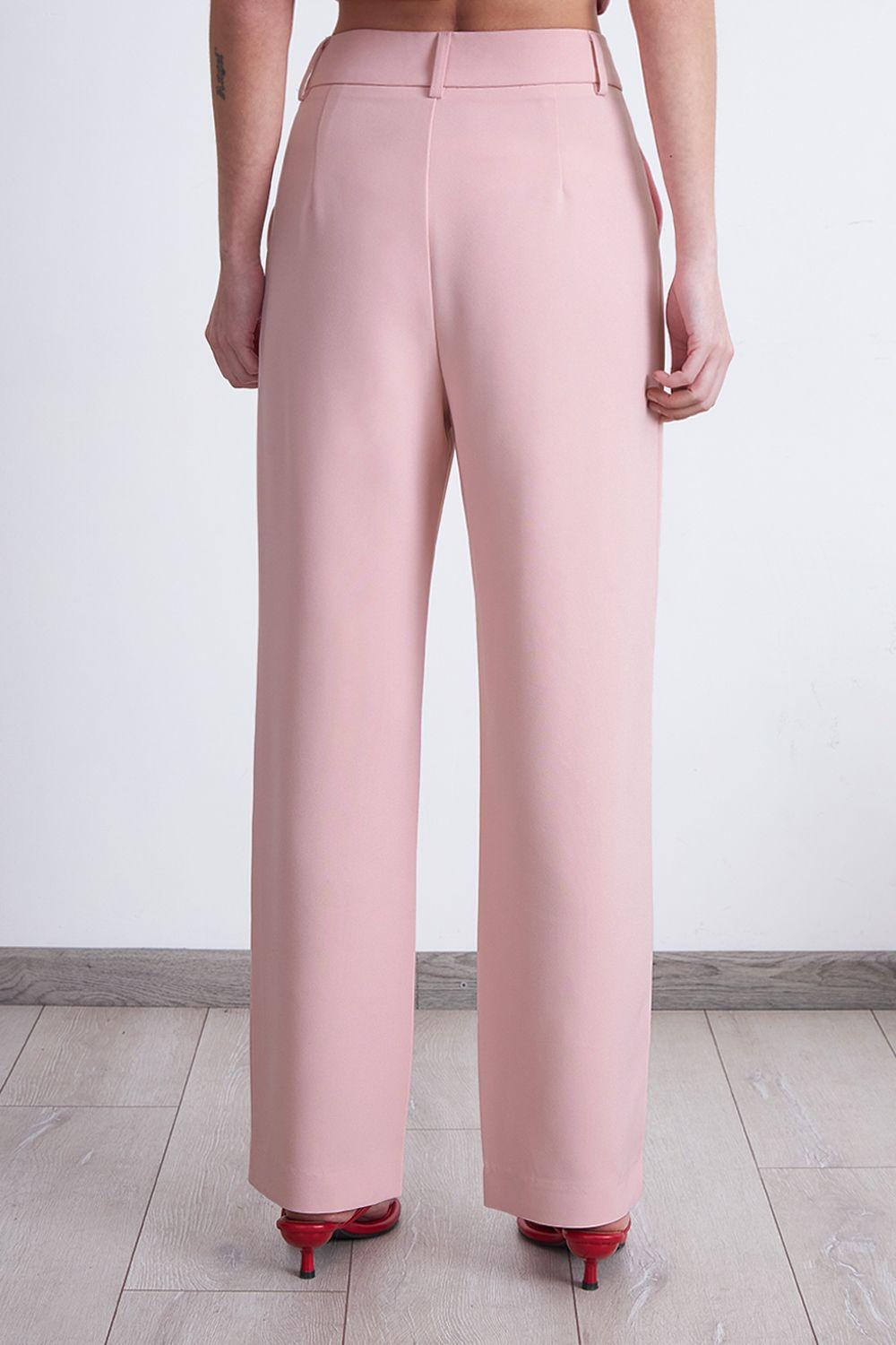Pantalón Recto Con Pinza Rosado Nicopoly-3