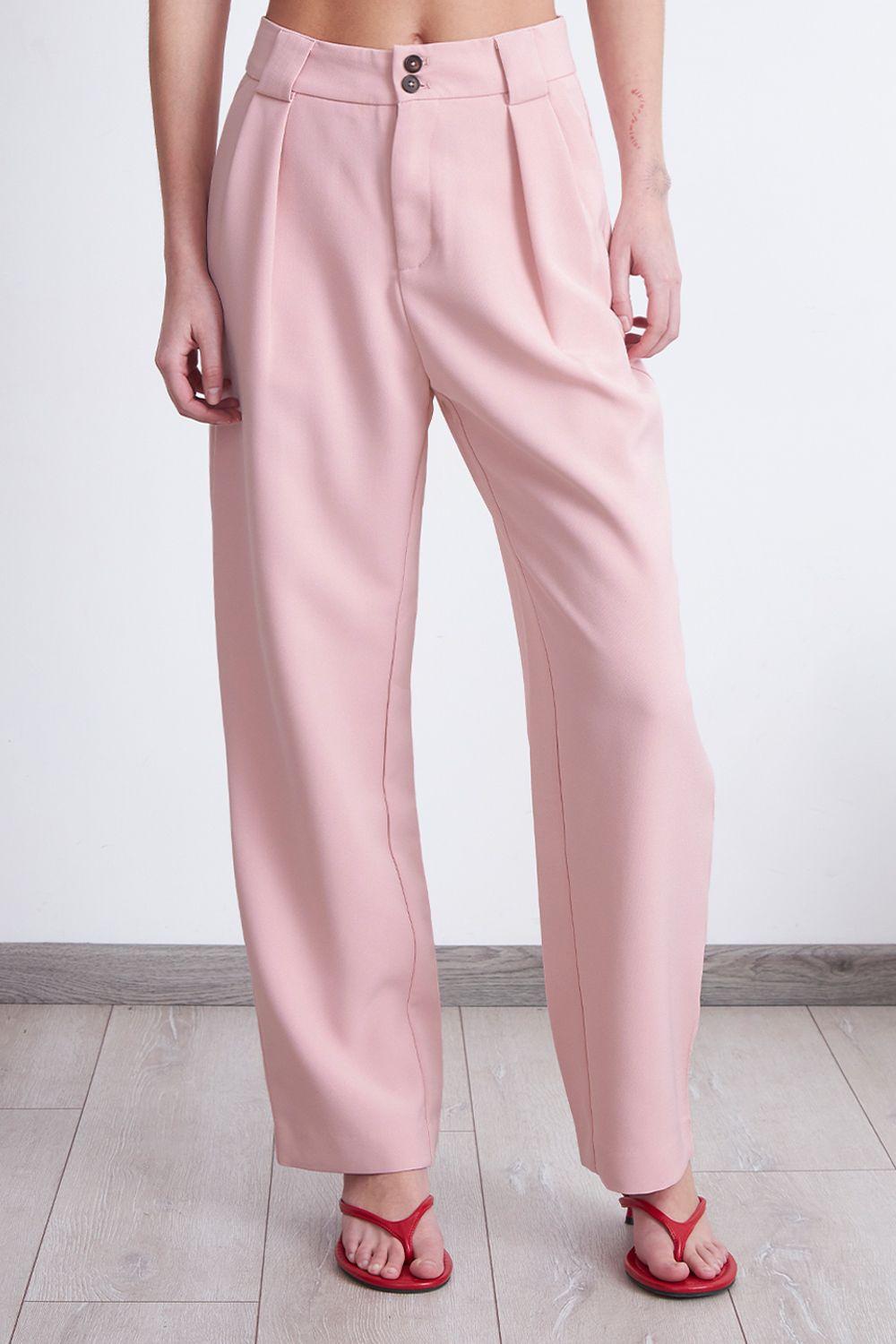 Pantalón Recto Con Pinza Rosado Nicopoly-4