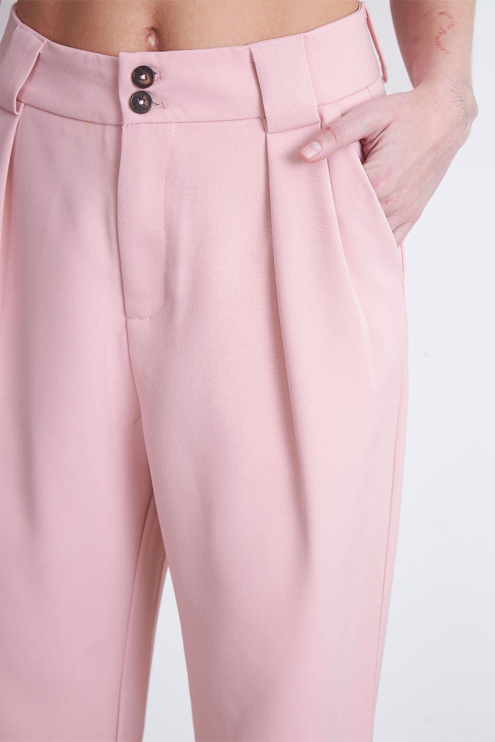 Pantalón Recto Con Pinza Rosado Nicopoly-5