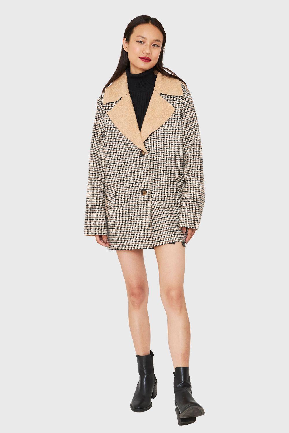 Chaqueta Pied De Poule Beige/Café Nicopoly-1