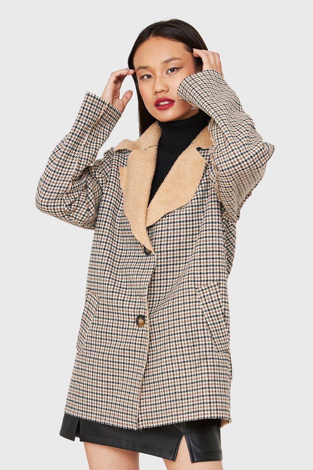Chaqueta Pied De Poule Beige/Café Nicopoly-4