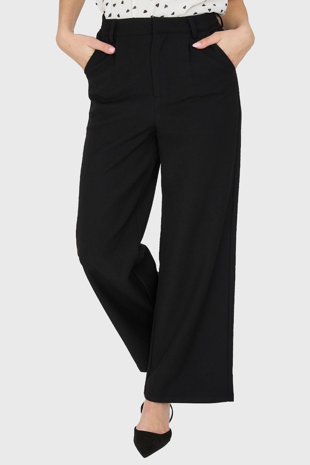 Pantalón Pinzas Tiro Alto Negro Nicopoly-0