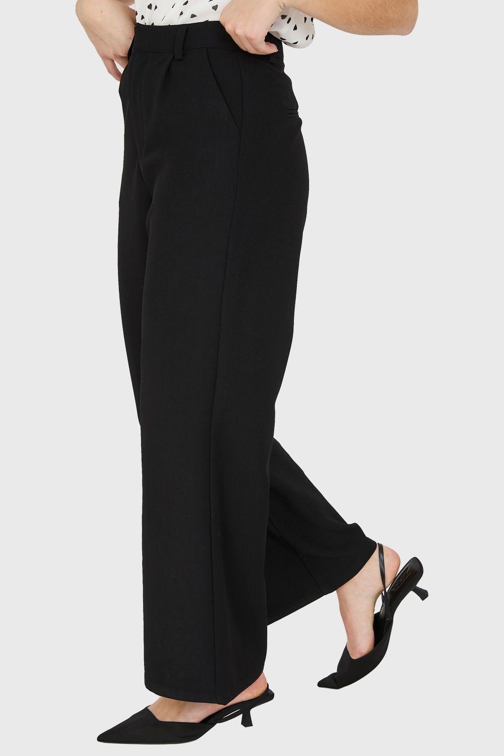 Pantalón Pinzas Tiro Alto Negro Nicopoly-2